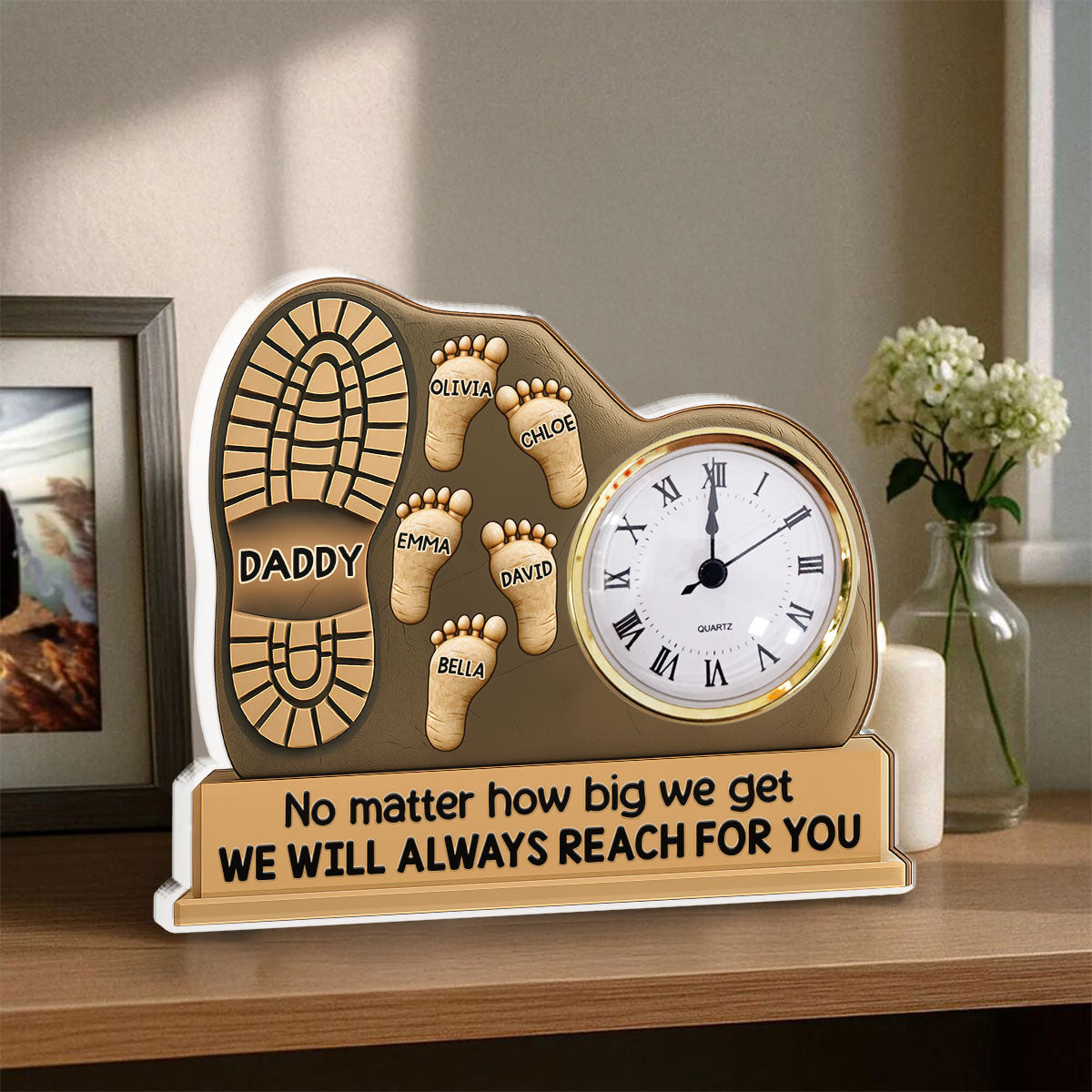 We Will Always Reach For You - Personalized Custom Acrylic Desk Clock Plaque
