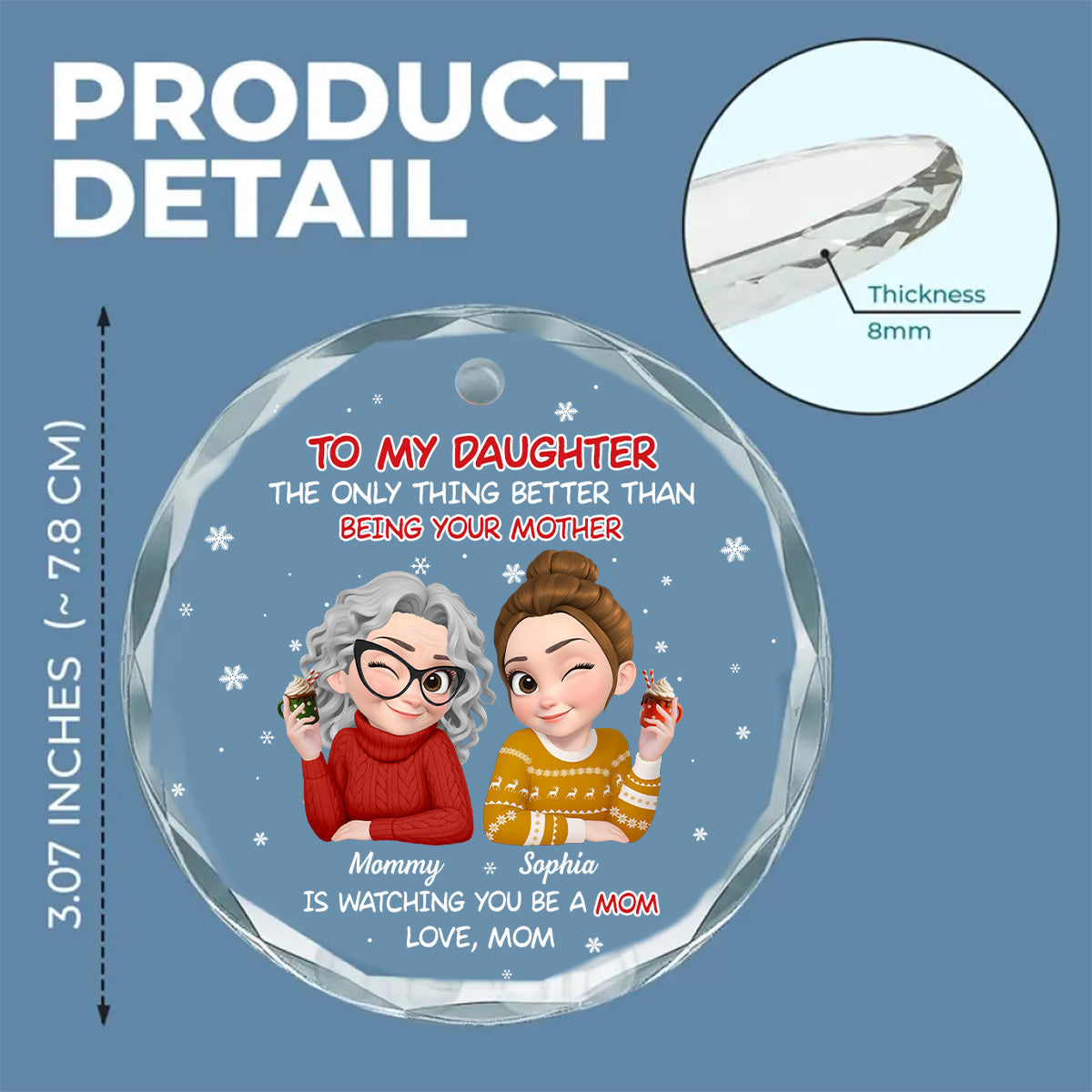 Blessed To See You Become A Mother - Personalized Custom Glass Ornament