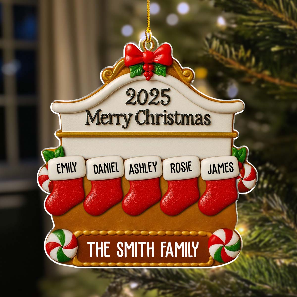 Christmas Family Stocking - Personalized Custom Acrylic Ornament