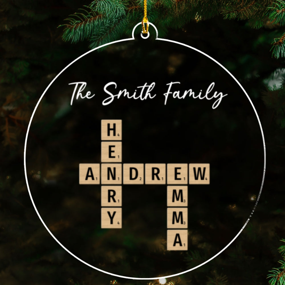 Family Crossword Art - Personalized Custom Acrylic Ornament