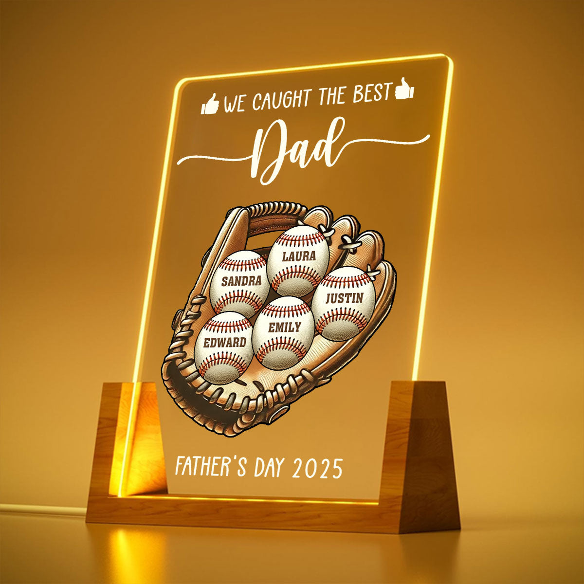 I Caught The Best Dad - Personalized Custom Plaque With Walnut Base