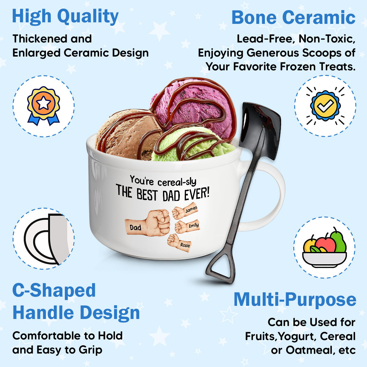 You're Cereal-sly The Best Dad Ever - Personalized Custom Ceramic Bowl