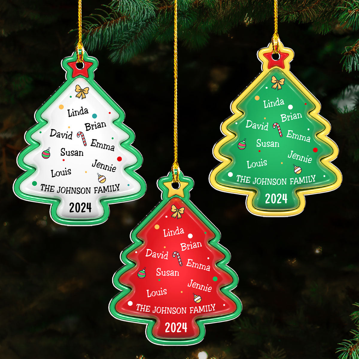 Family Christmas Tree - Personalized Custom 3D Inflated Effect Acrylic Ornament