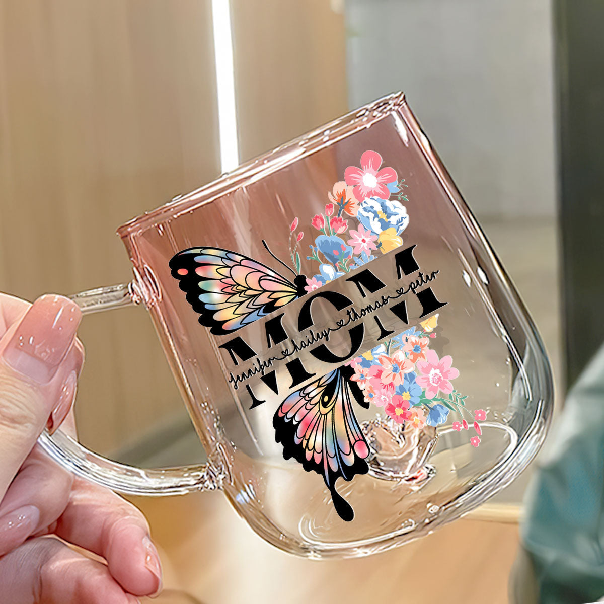 Lovely Butterfly - Personalized Custom Pink Gradient Glass Mug