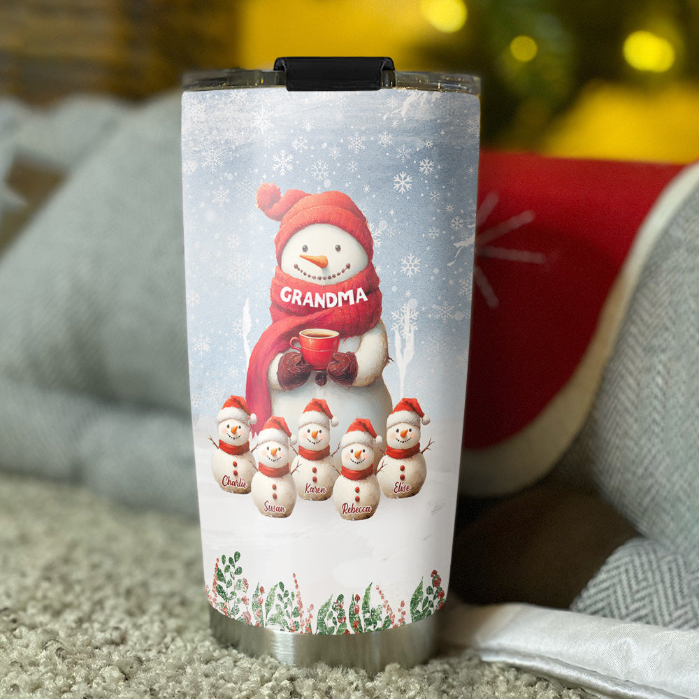 Snowman Grandma And Grandkids - Personalized Custom Tumbler