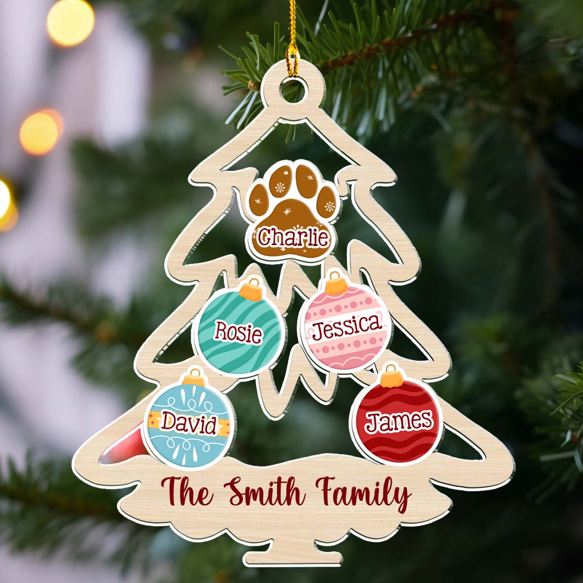 Family Tree Merry Christmas  - Personalized Custom Acrylic Ornament