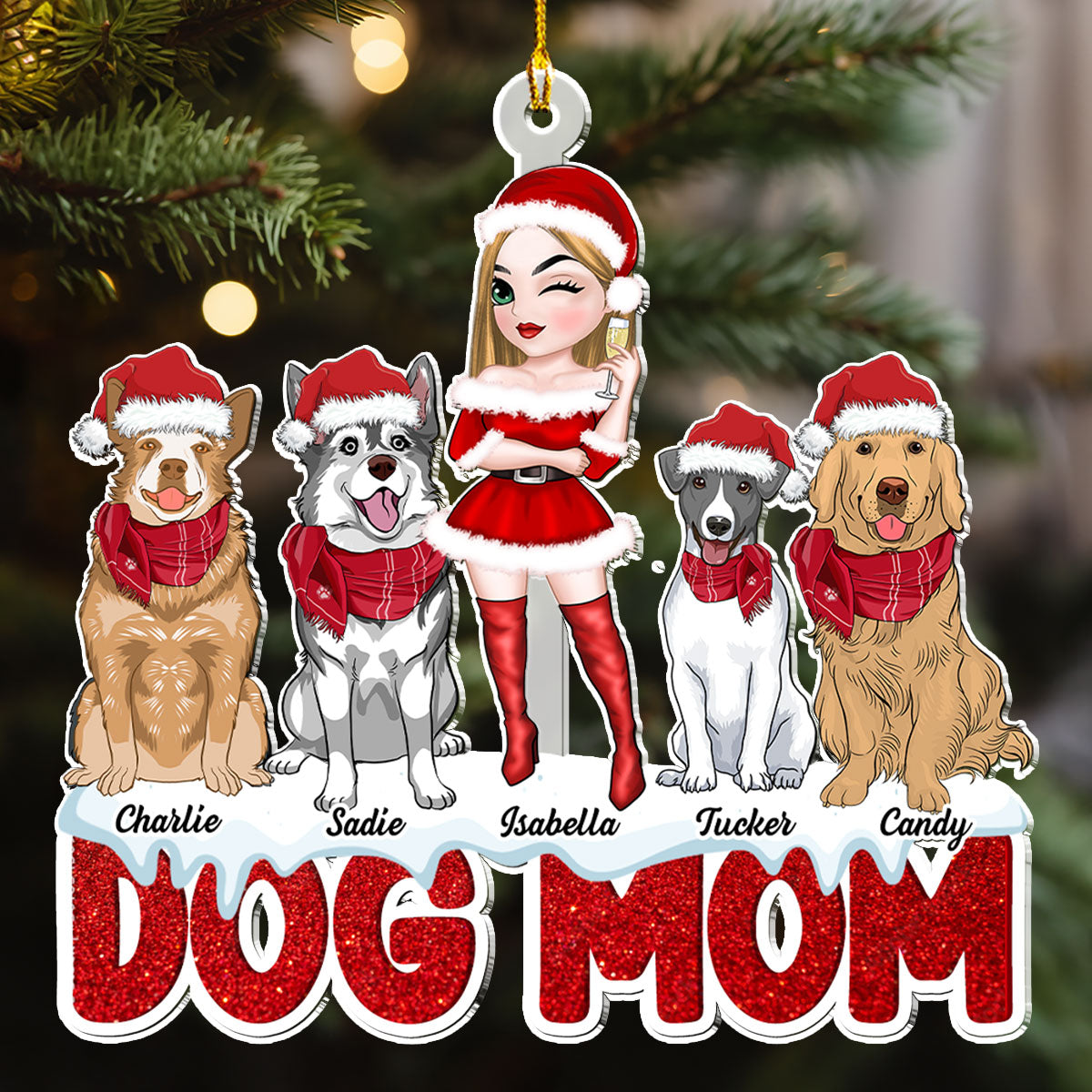 Dog Mom Christmas - Personalized Custom Acrylic Ornament