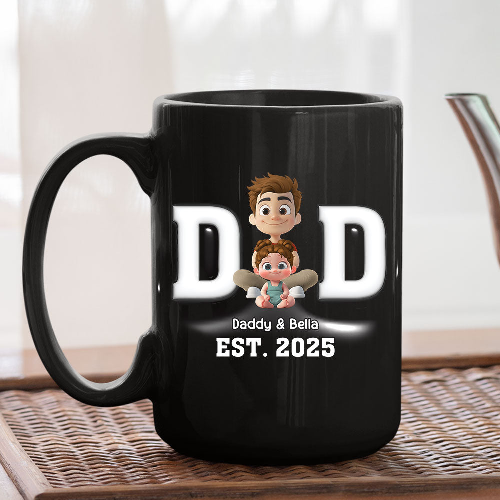 Happy Kids With Dad - Personalized Custom 3D Inflated Effect Mug
