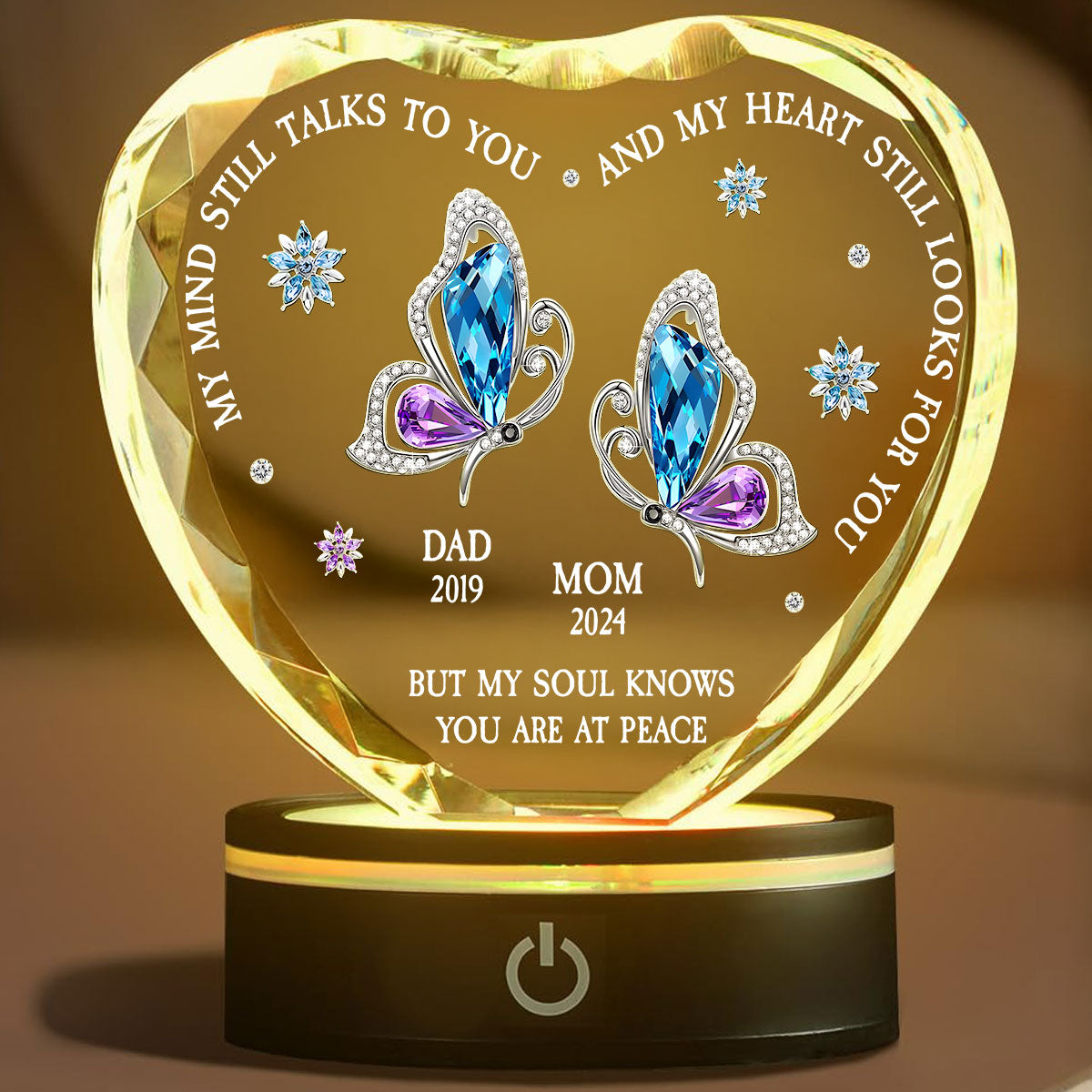 My Soul Knows You Are At Peace - Personalized Custom Crystal Led Light