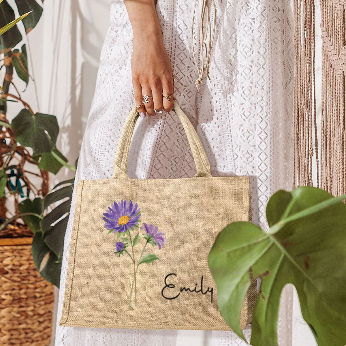 Friends Are Flowers That Never Fade - Personalized Custom Jute Tote Bag