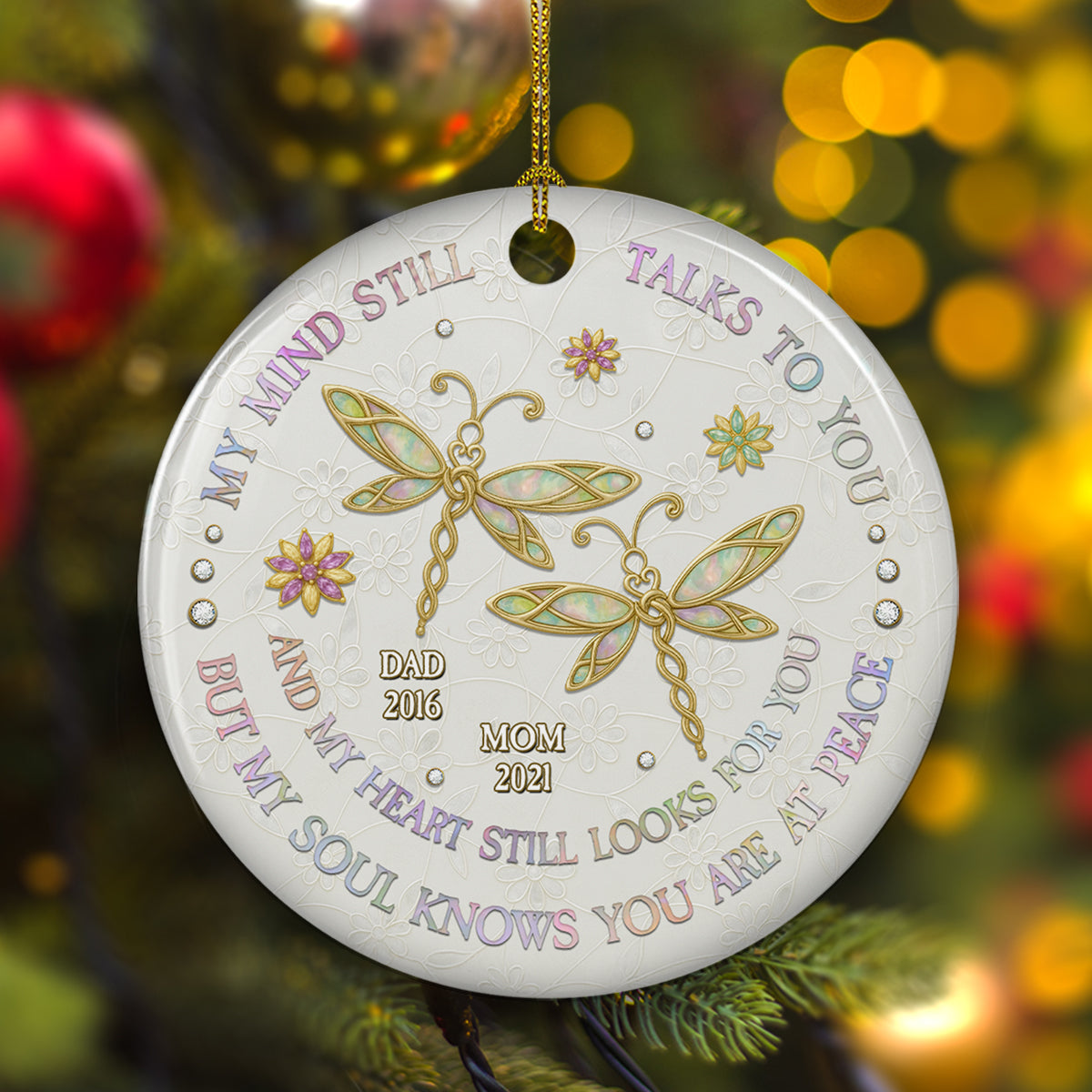 My Mind My Heart My Soul Mother Of Pearl - Personalized Custom Ceramic Ornament