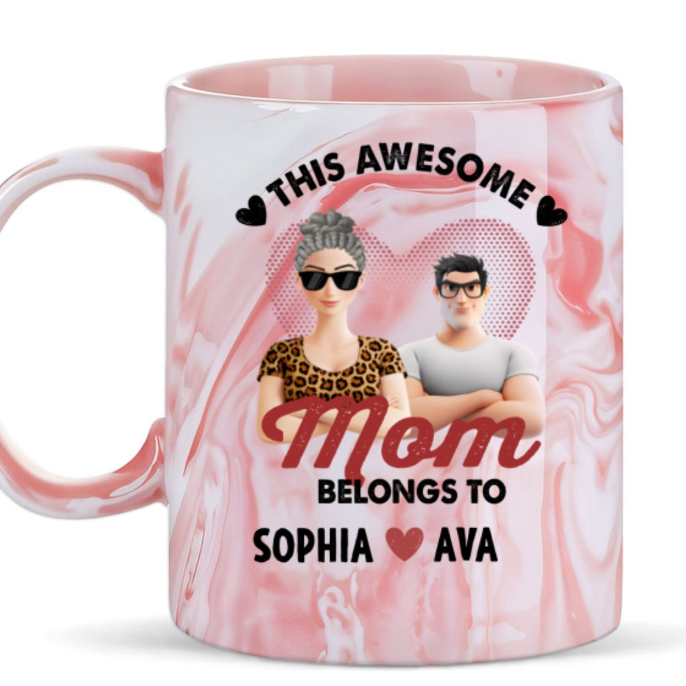 This Awesome Women Belongs To Us - Personalized Custom Pink Marble Mug