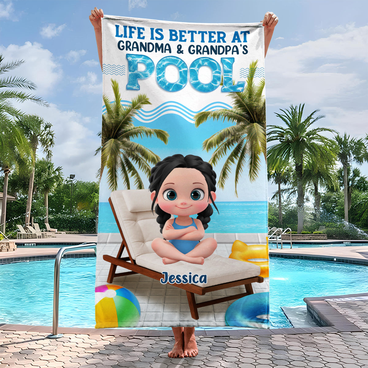 Find Me Under The Palms - Personalized Custom Beach Towel