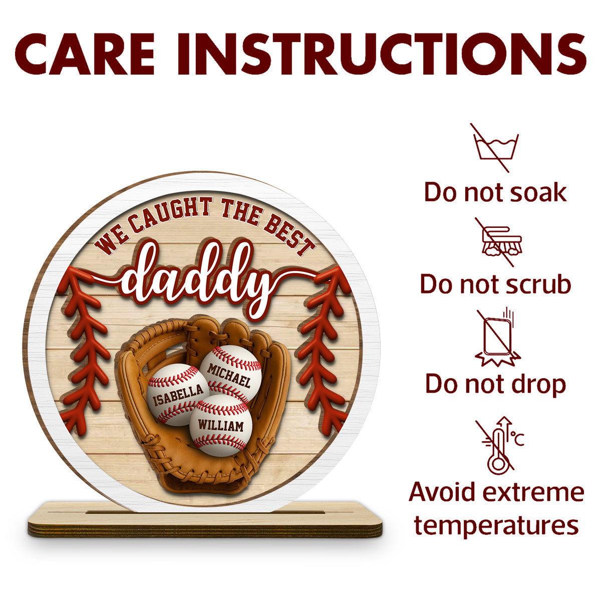 Daddy Team - Personalized Custom 2-Layer Wood Plaque With Flat