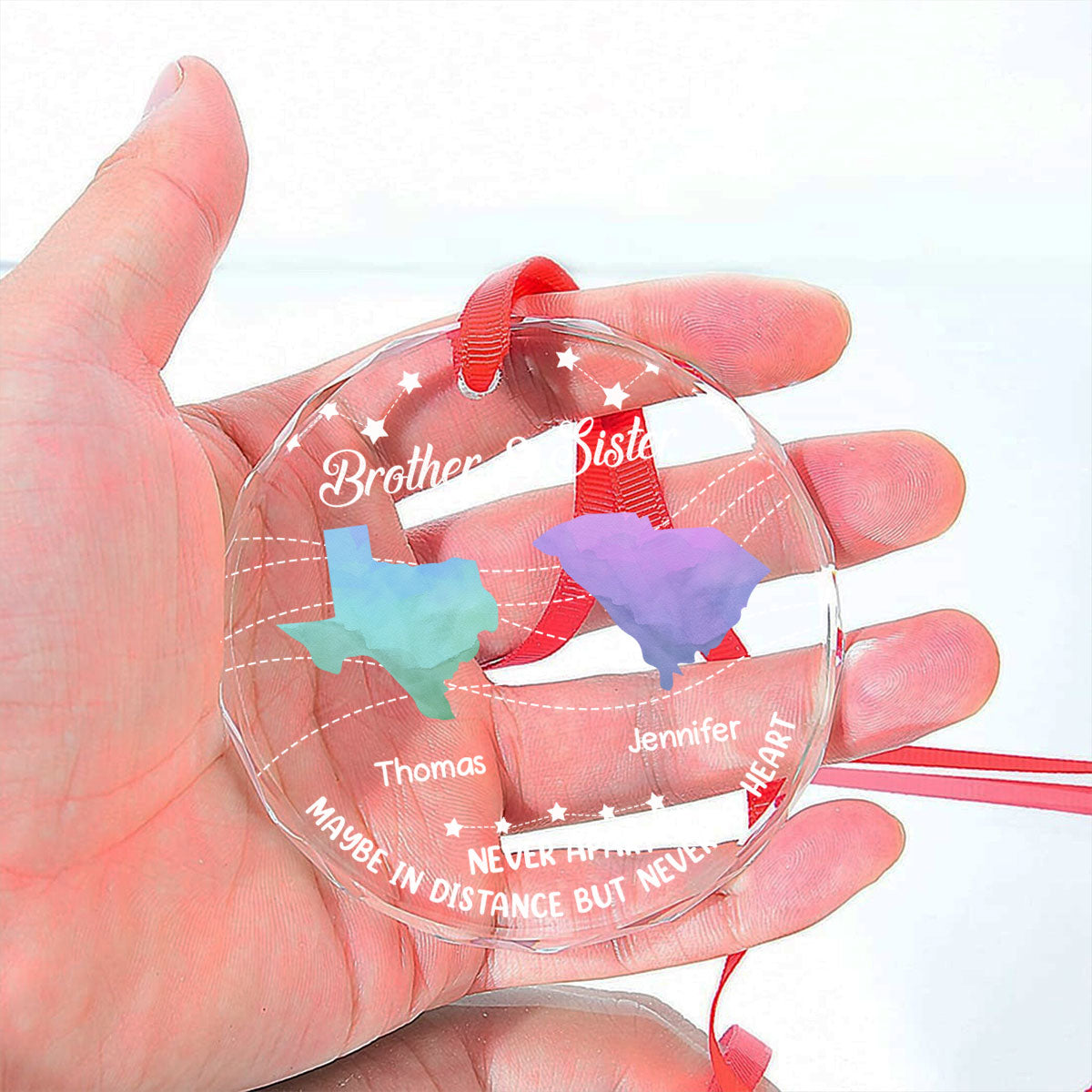 Brother And Sisters Never Apart - Personalized Custom Glass Ornament