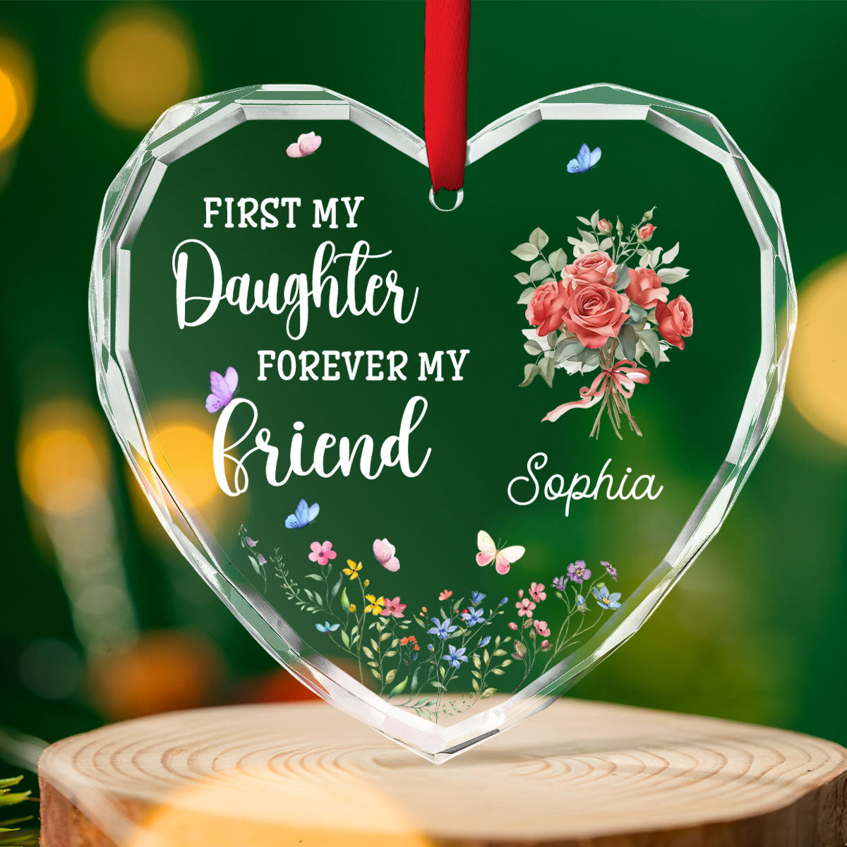 First My Daughter Forever My Friend - Personalized Custom Glass Ornament
