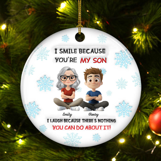 For Son - Personalized Custom 3D Inflated Effect Ceramic Ornament