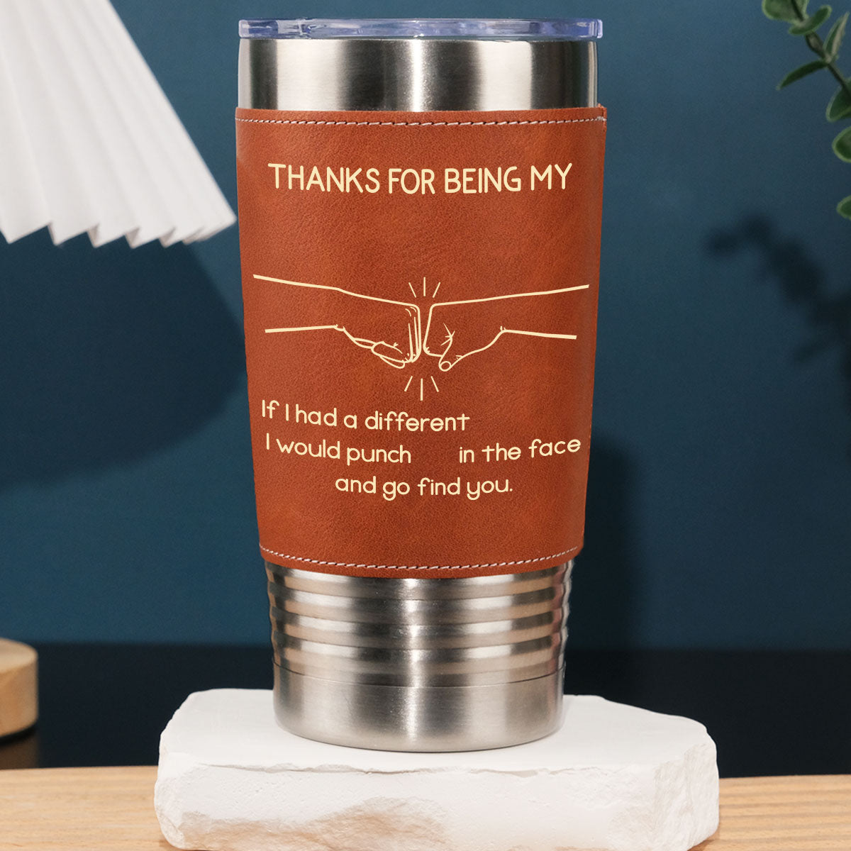 Thanks For Being My Brother - Personalized Custom Leather Tumbler