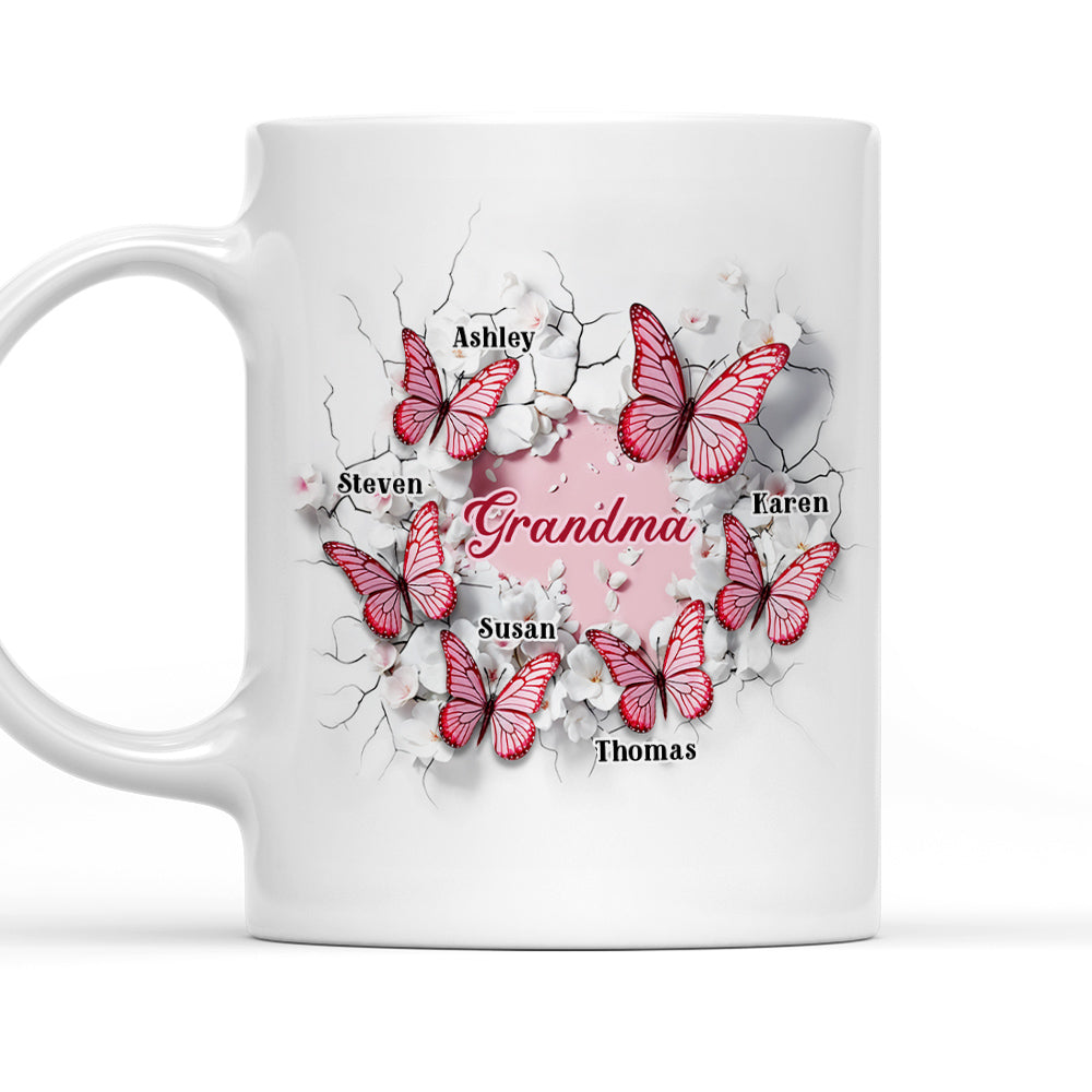 Grandma Butterfly - Personalized Custom 3D Inflated Effect Coffee Mug