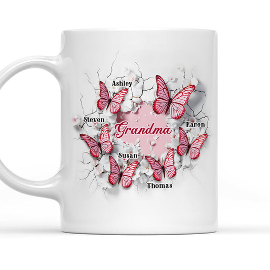Grandma Butterfly - Personalized Custom 3D Inflated Effect Coffee Mug