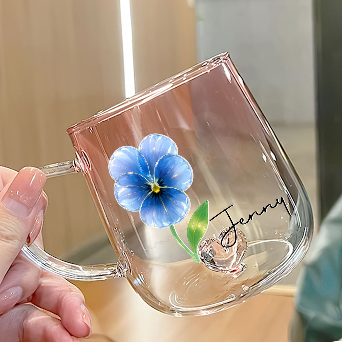 You Are The Most Beautiful Glass Flower - Personalized Custom Pink Gradient Glass Mug