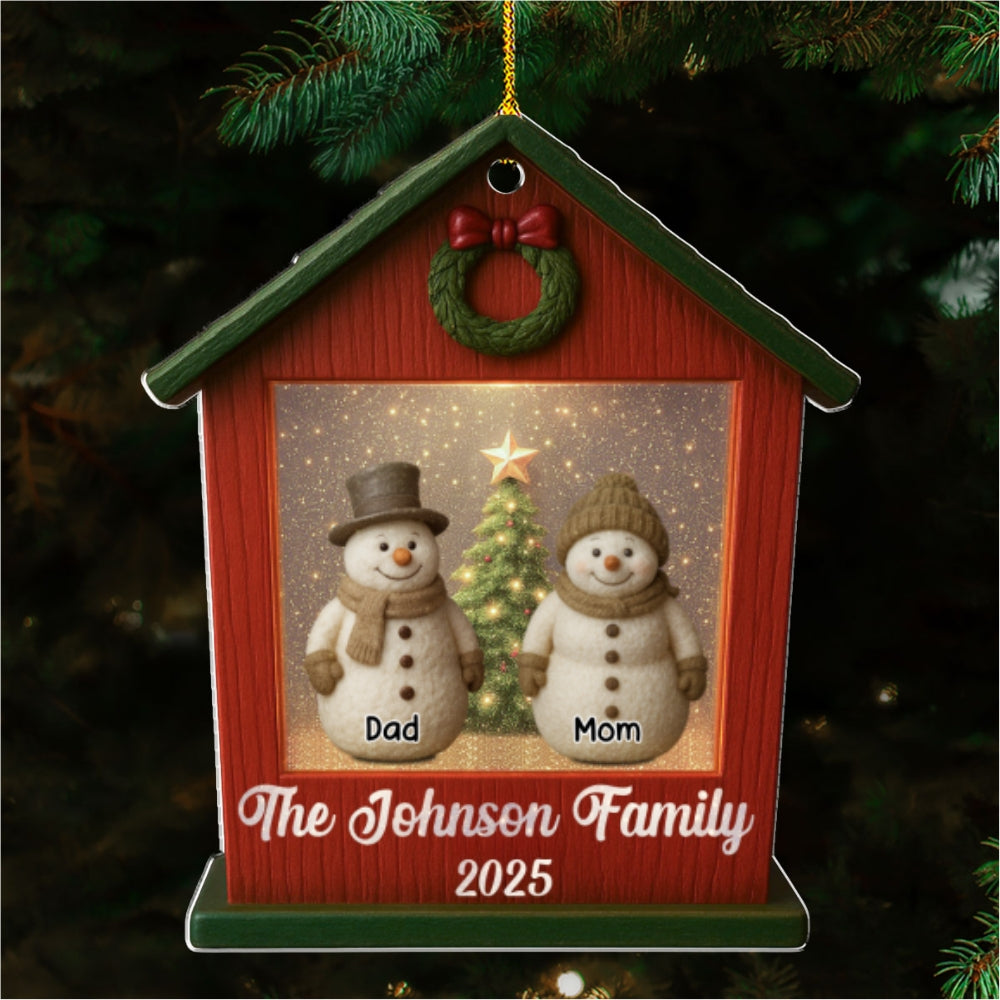 Family And Snow Home - Personalized Custom Acrylic Ornament