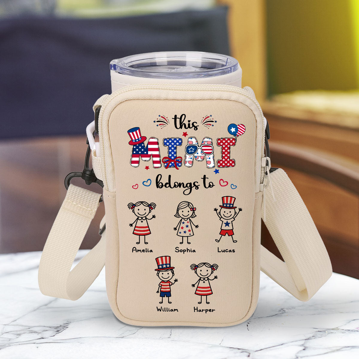 Home Is Where Your Grandma Is - Personalized Custom Water Bottle Carrier Bag
