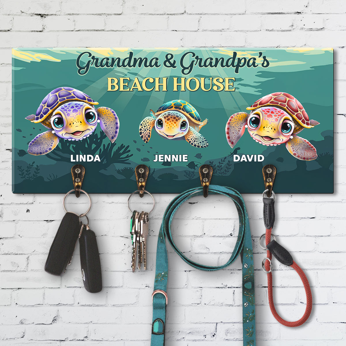 Grandparents Beach House - Personalized Custom Wooden Key Holder