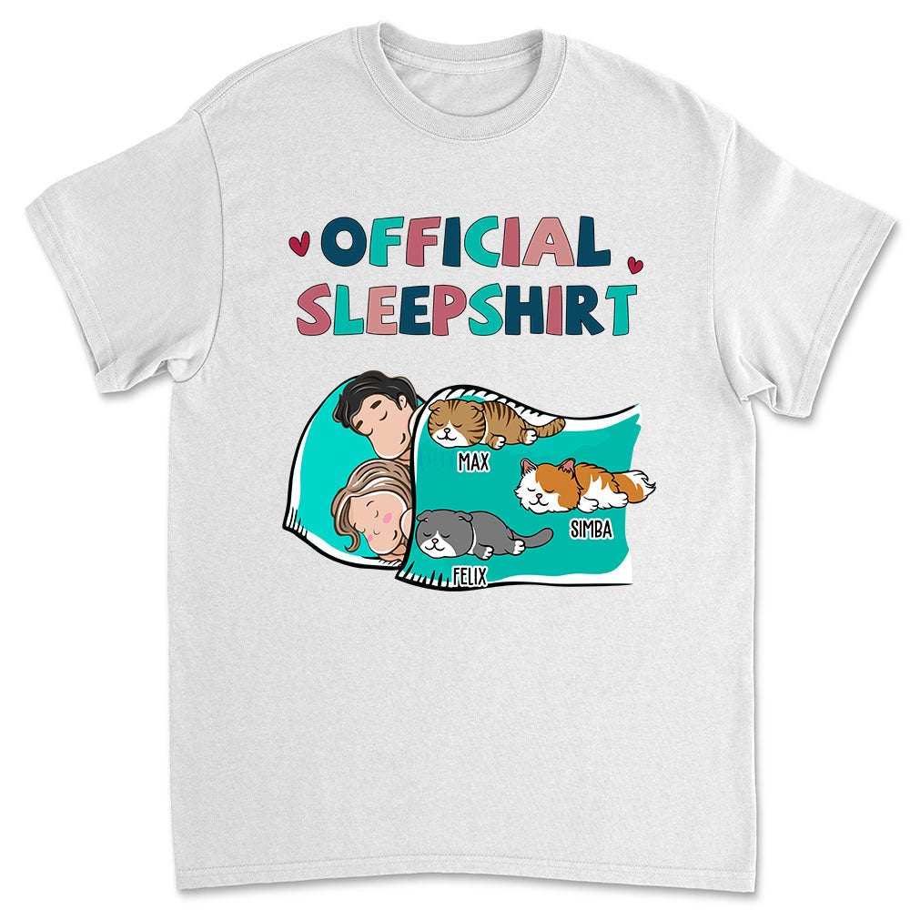 Cat Official Sleepshirt For Couple - Personalized Custom Unisex T-shirt