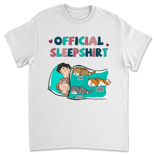 Cat Official Sleepshirt For Couple - Personalized Custom Unisex T-shirt