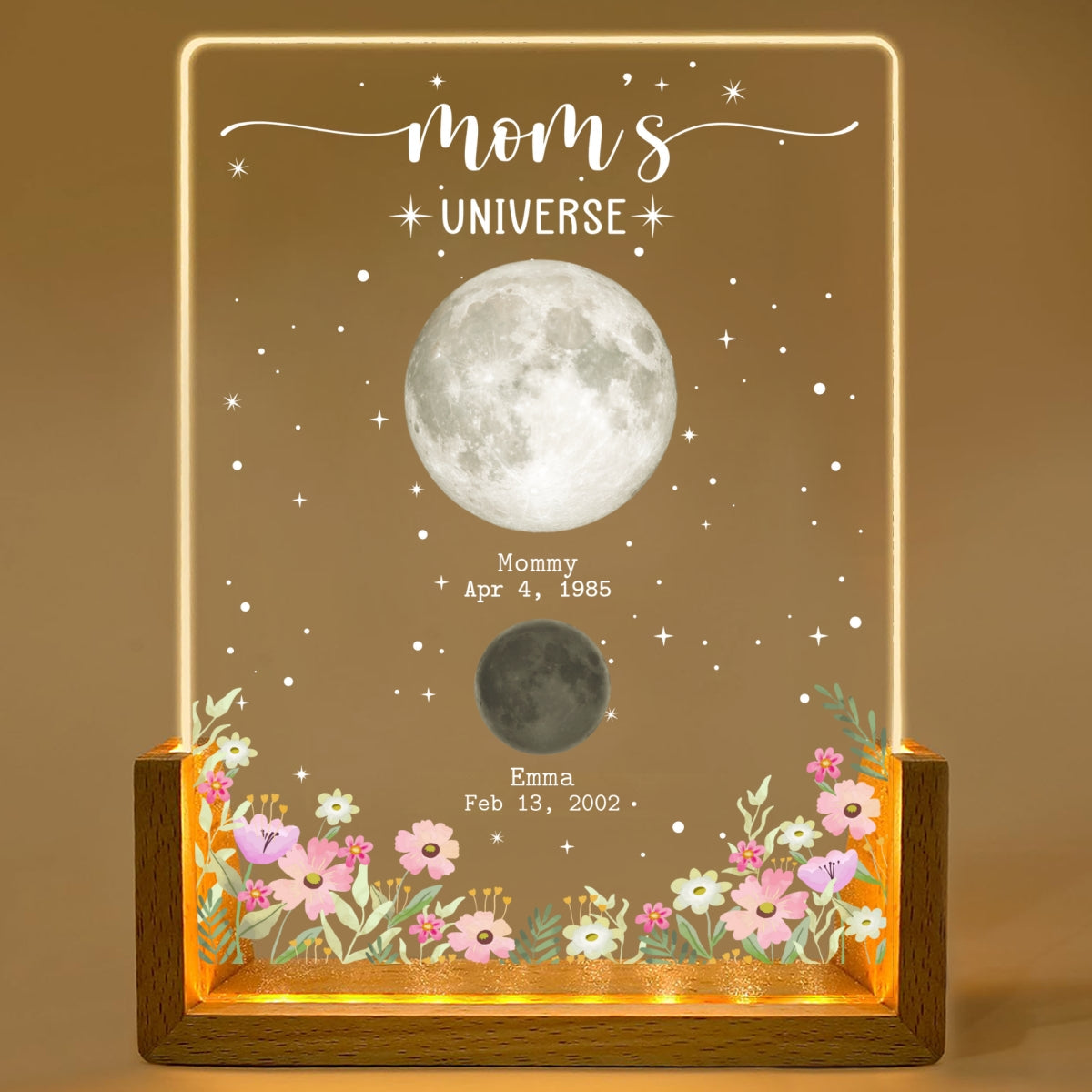 Momma Love Brighter Than Moon - Personalized Custom Plaque With Walnut Base