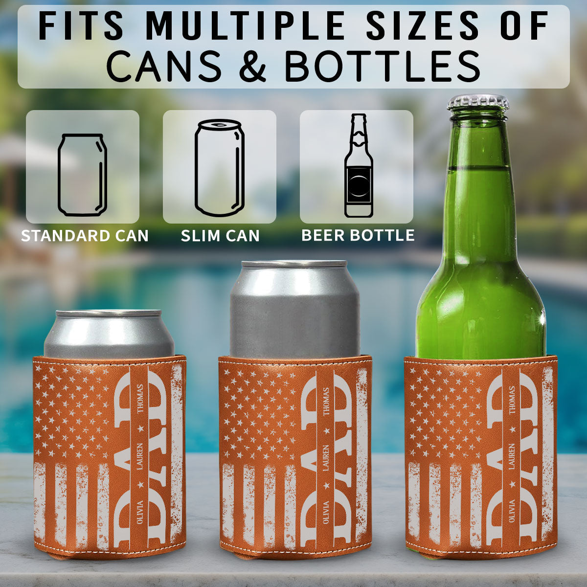 The Best Daddy - Personalized Custom Leather Can Cooler