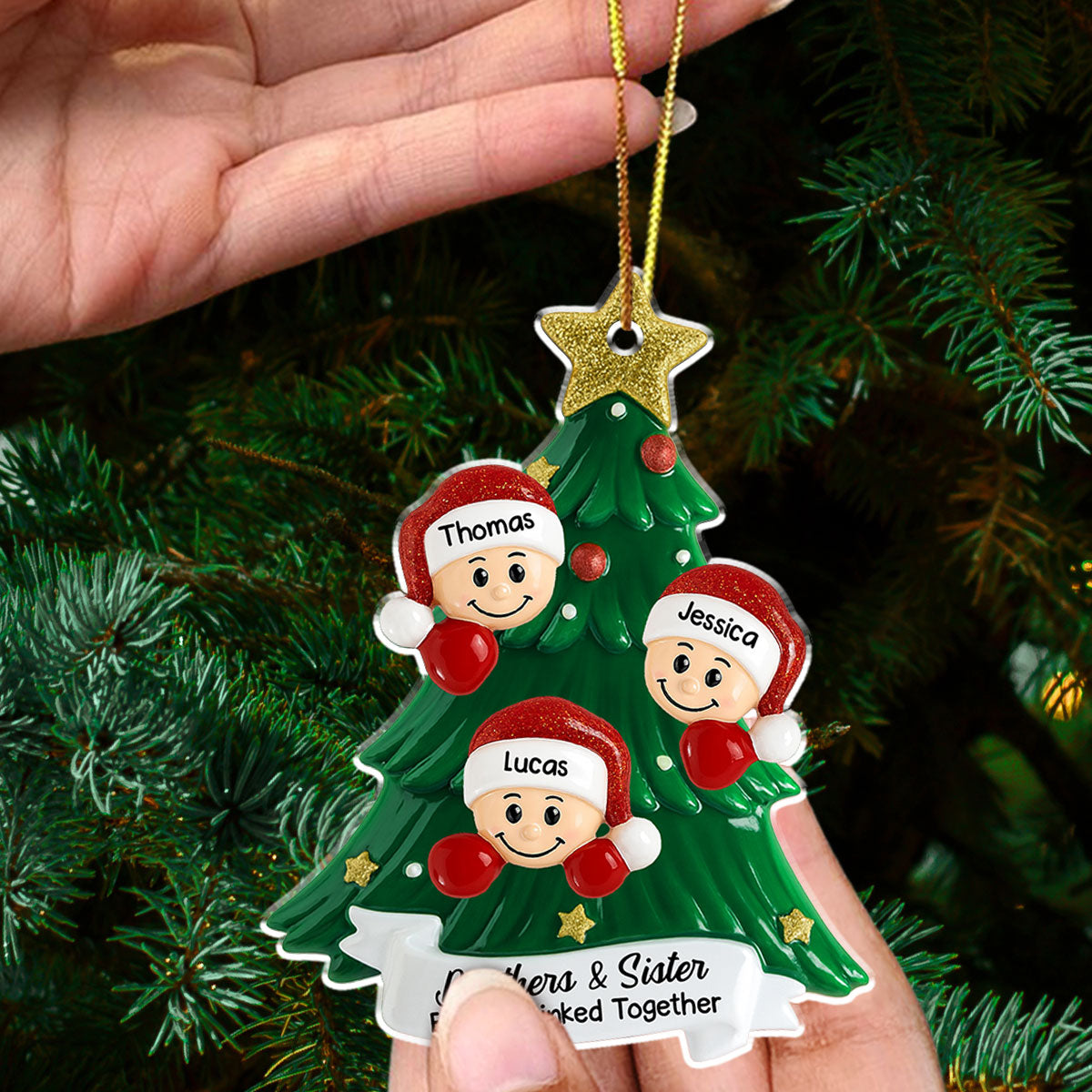 Cute Santa Hat Family - Personalized Custom Acrylic Ornament