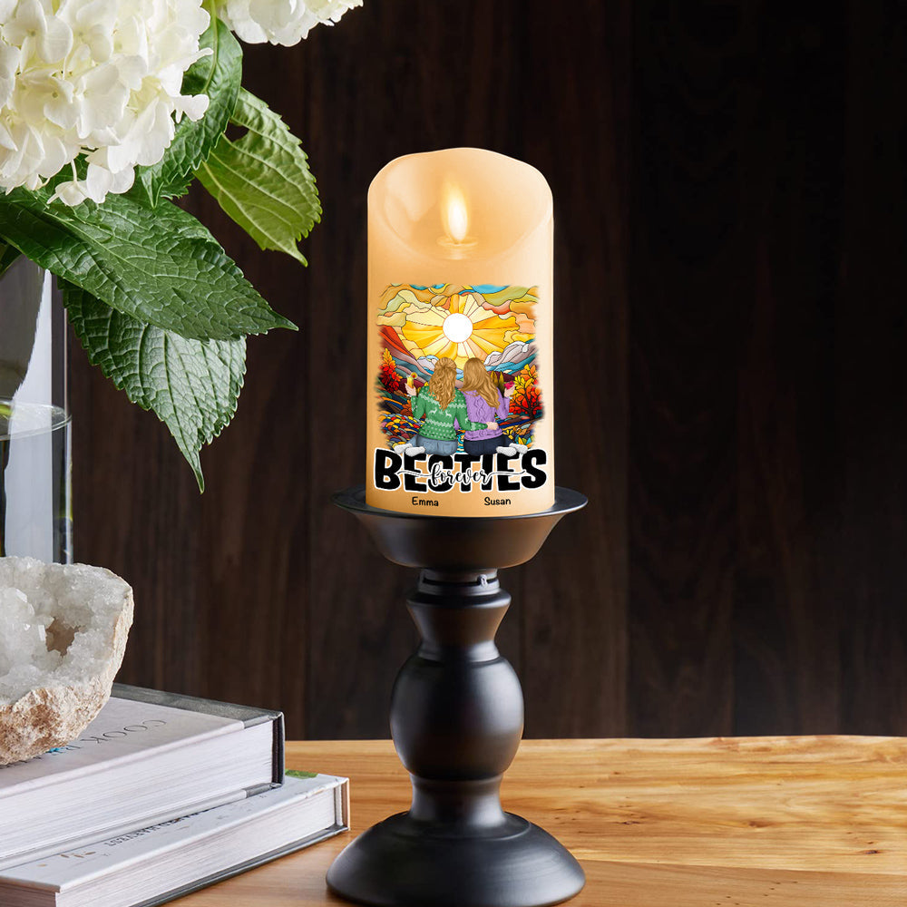 Besties Sitting Together - Personalized Custom LED Candle