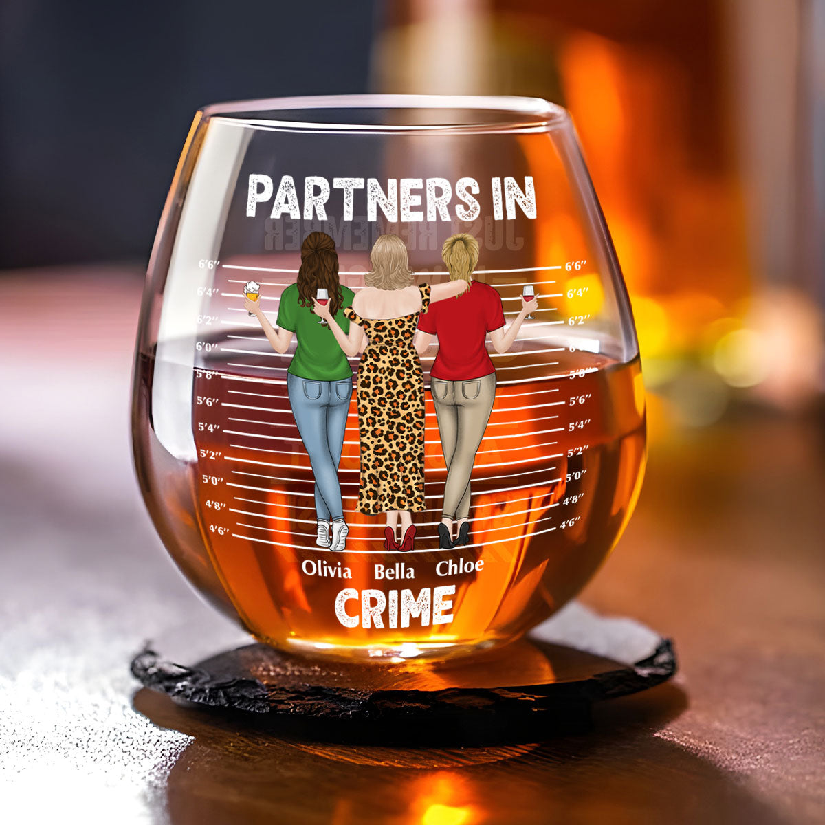 Bestie If We Get Caught Partners In Crime - Personalized Custom Wine Glass