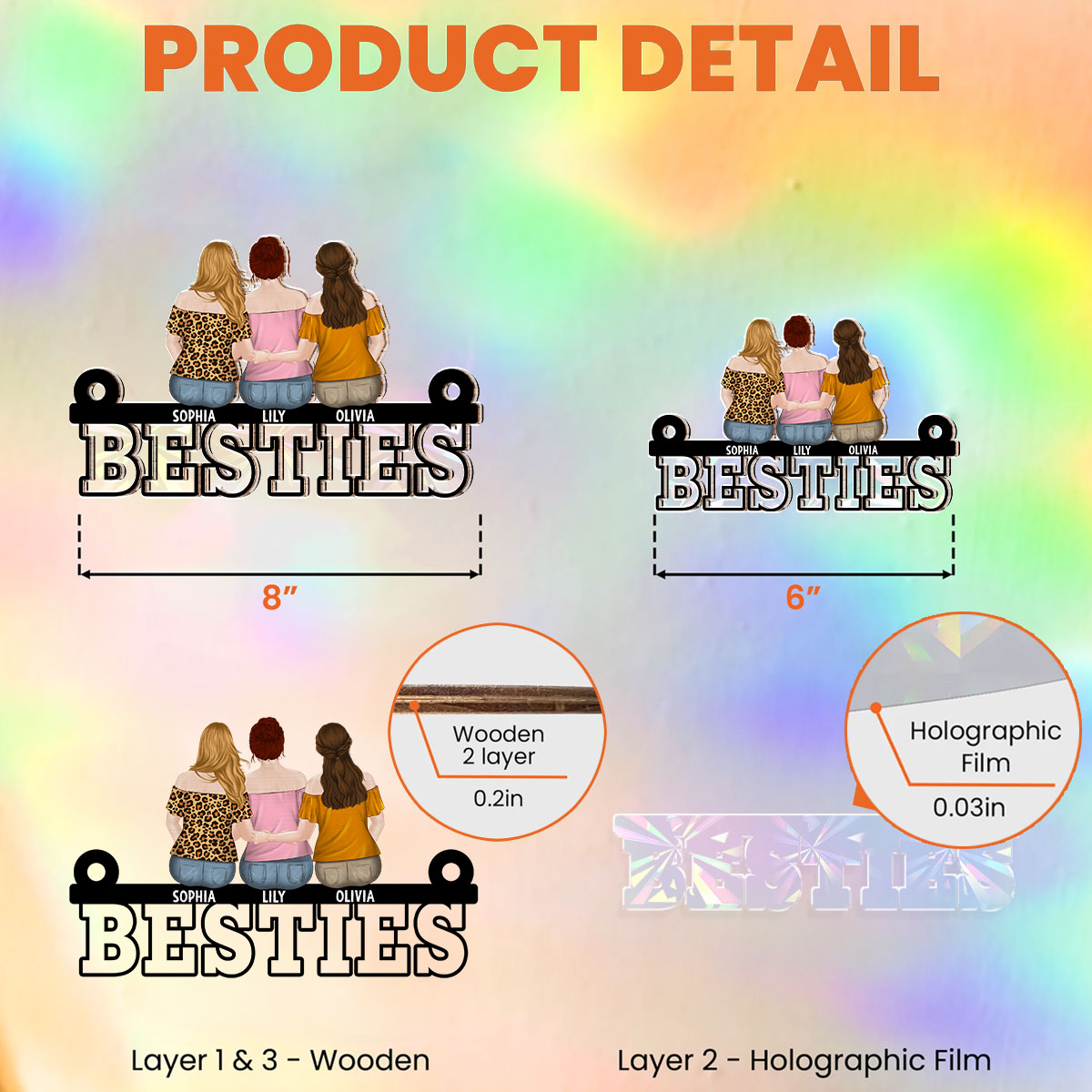 You Are My Bestie - Personalized Custom Rainbow Suncatcher