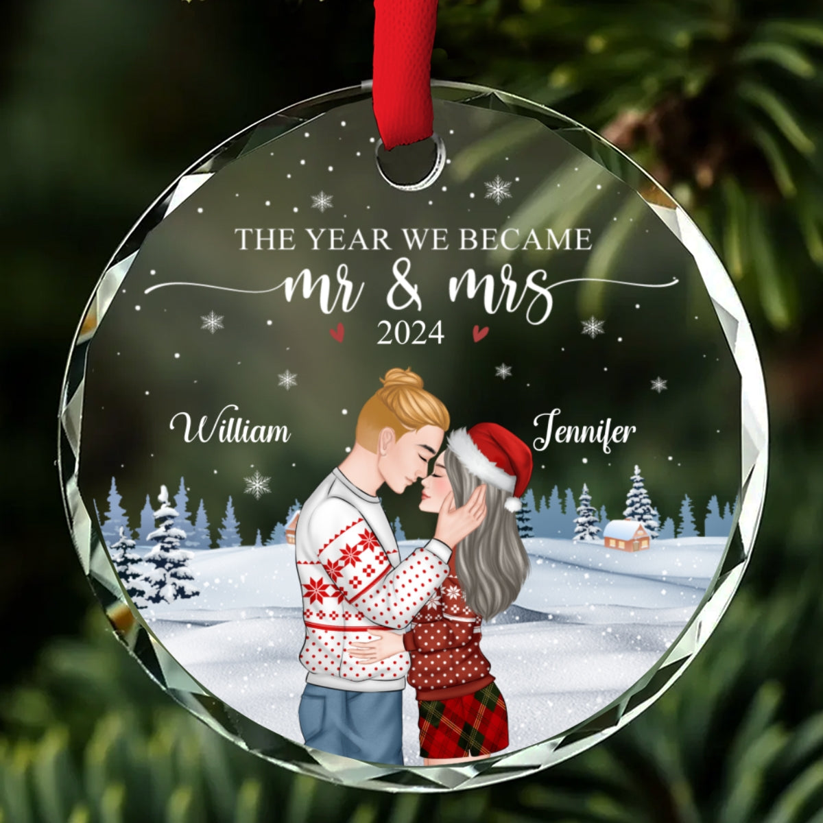 We Became Mr And Mrs - Personalized Custom Glass Ornament