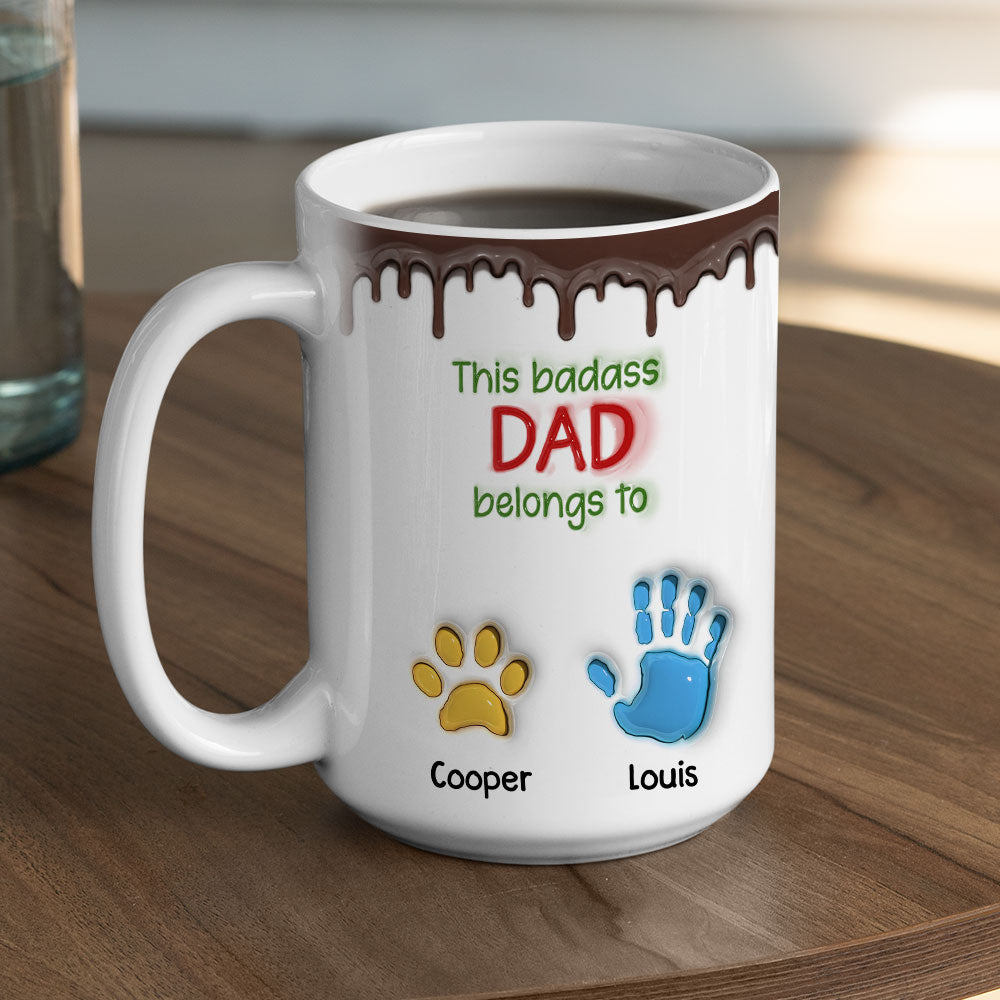 This Awesome Dad Belongs To Us - Personalized Custom 3D Inflated Effect Mug