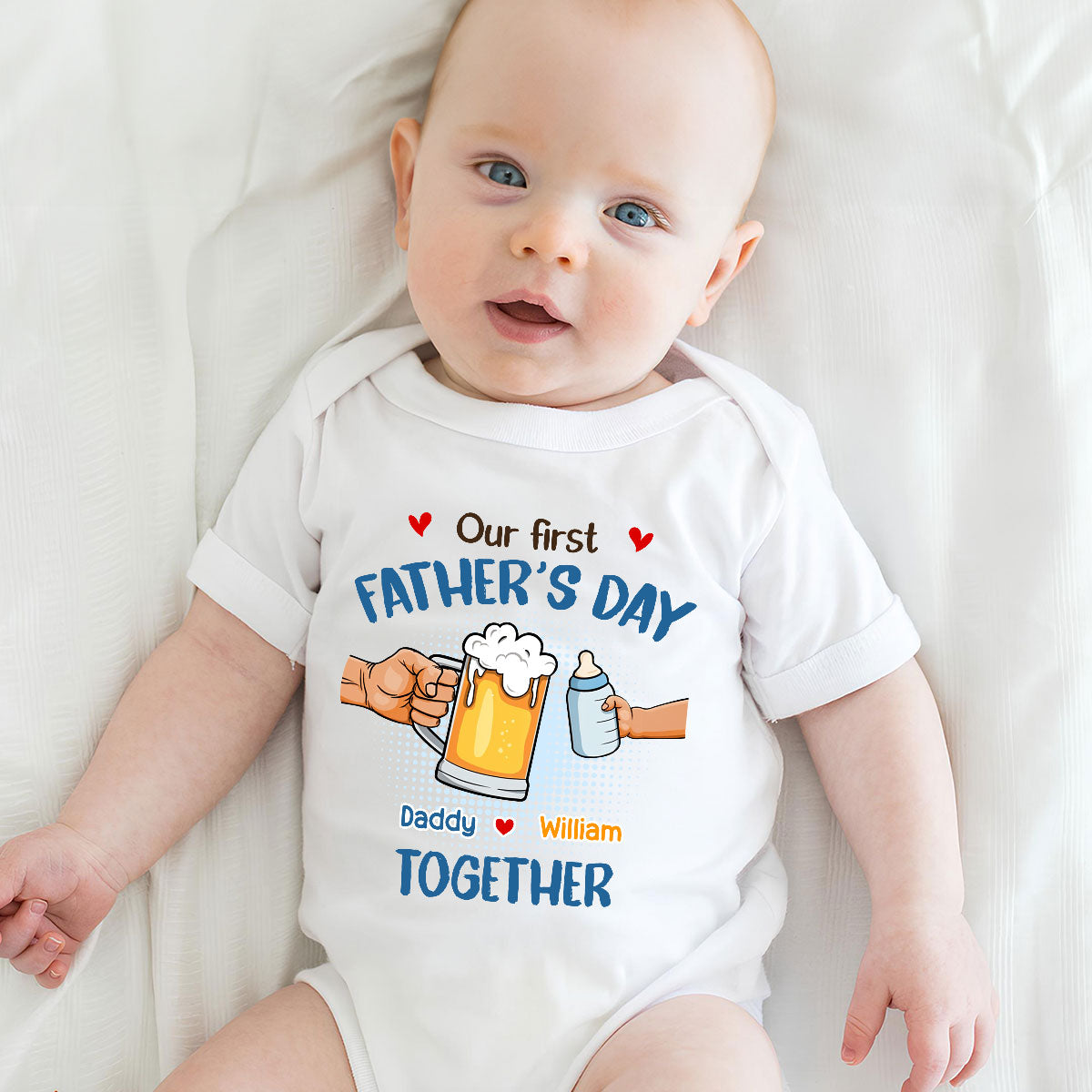 Our First Father Day Cheer - Personalized Custom Baby Onesie
