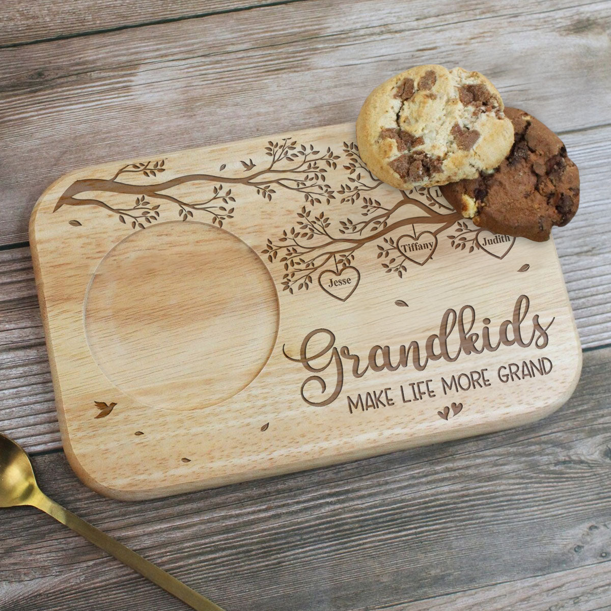 Grandchildren Make Life More Grand - Personalized Custom Wooden Treat Board