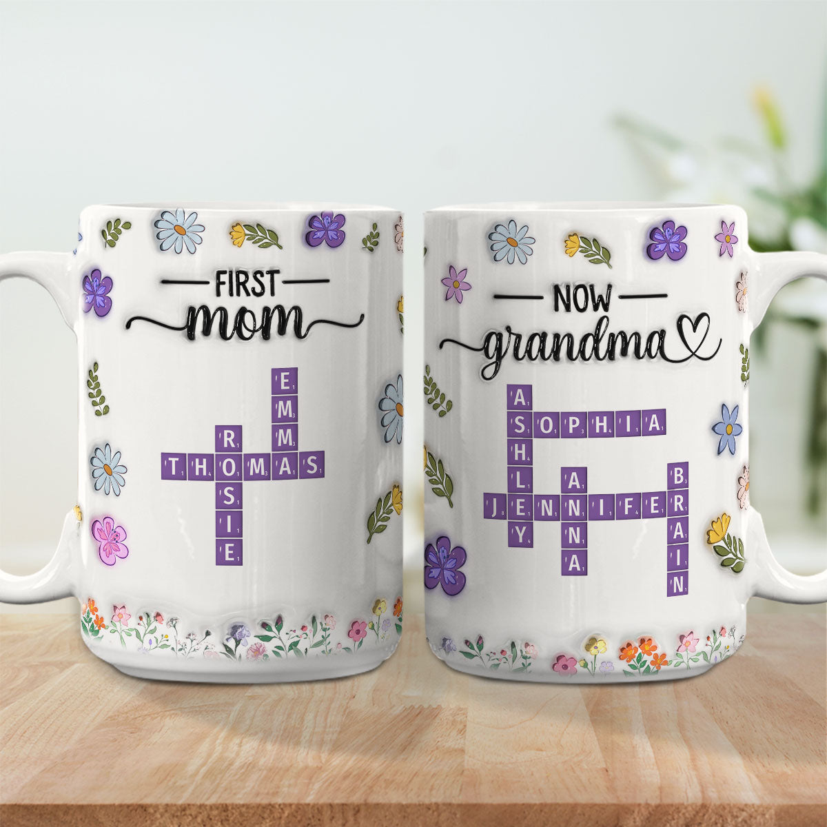 First Mom Now Grandma Crossword - Personalized Custom 3D Inflated Effect Mug
