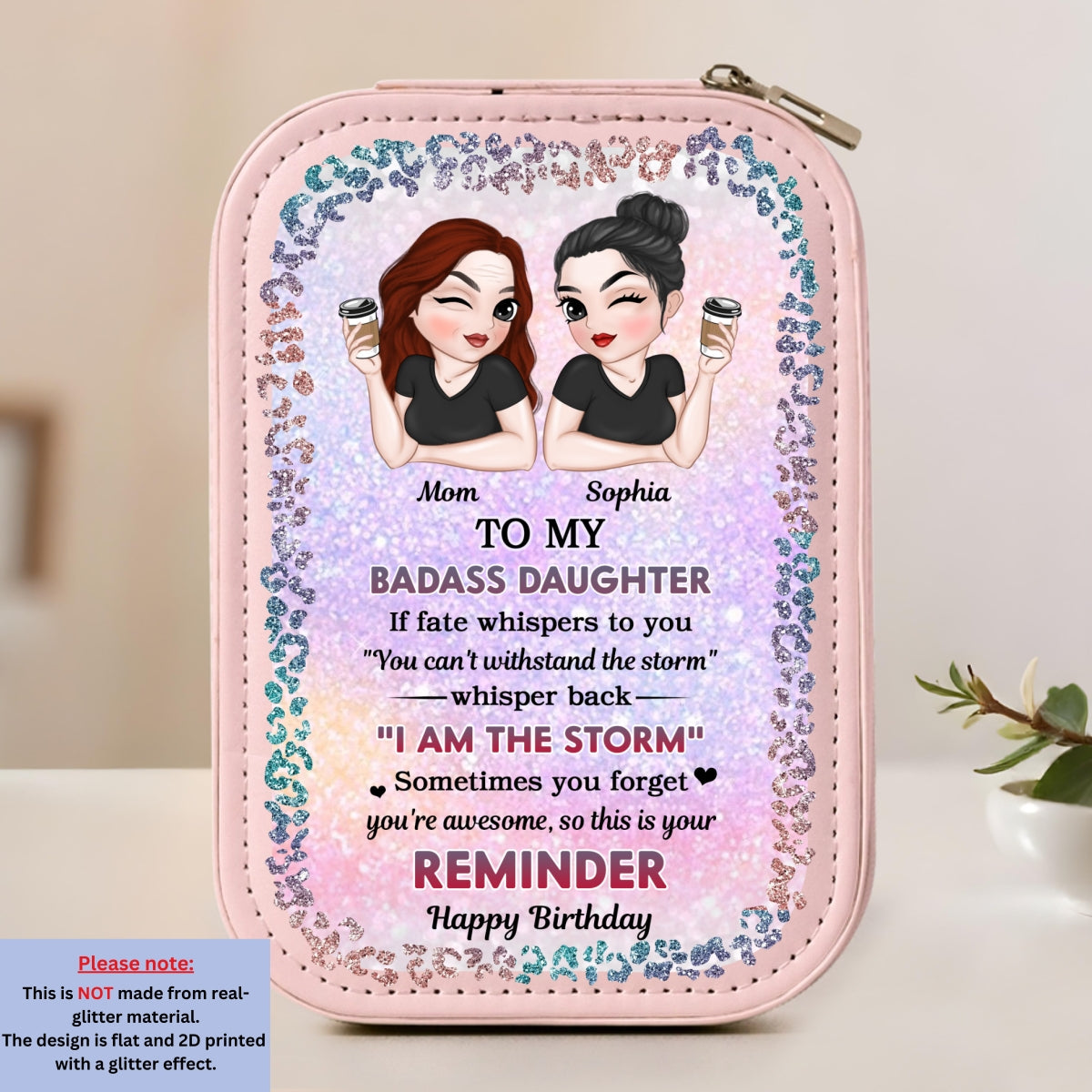 My Brave Granddaughter - Personalized Custom Jewelry Box With LED Mirror