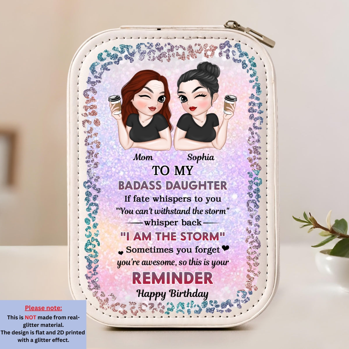 My Brave Granddaughter - Personalized Custom Jewelry Box With LED Mirror