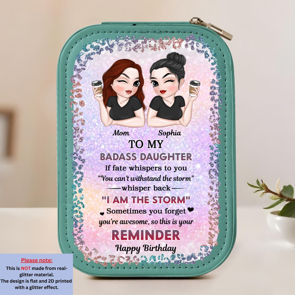My Brave Granddaughter - Personalized Custom Jewelry Box With LED Mirror