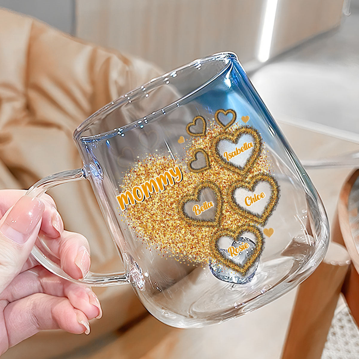 Mom You Are Our Heart - Personalized Custom Blue Gradient Glass Mug