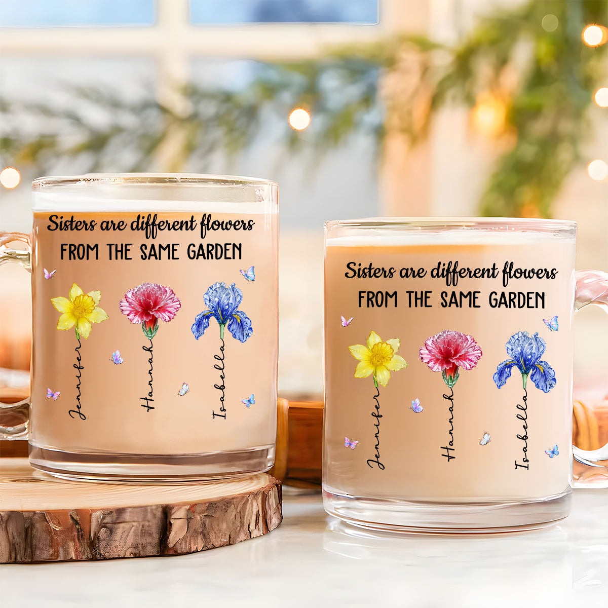 My Sisters Are Flowers - Personalized Custom Glass Mug