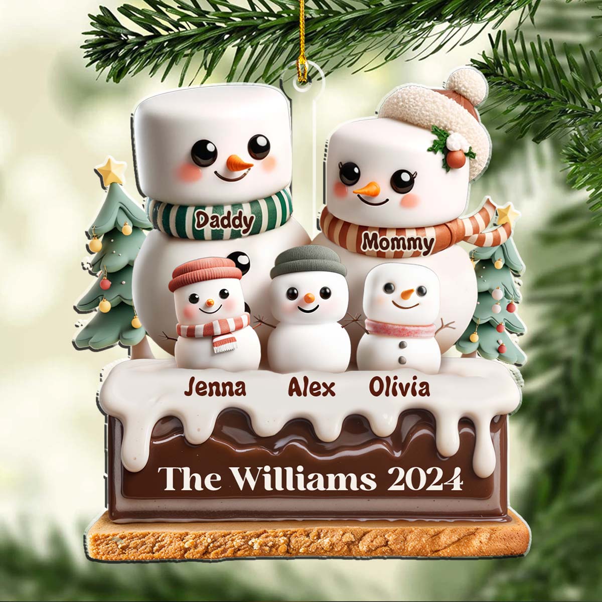 Marshmallow Lovely Family - Personalized Custom Acrylic Ornament