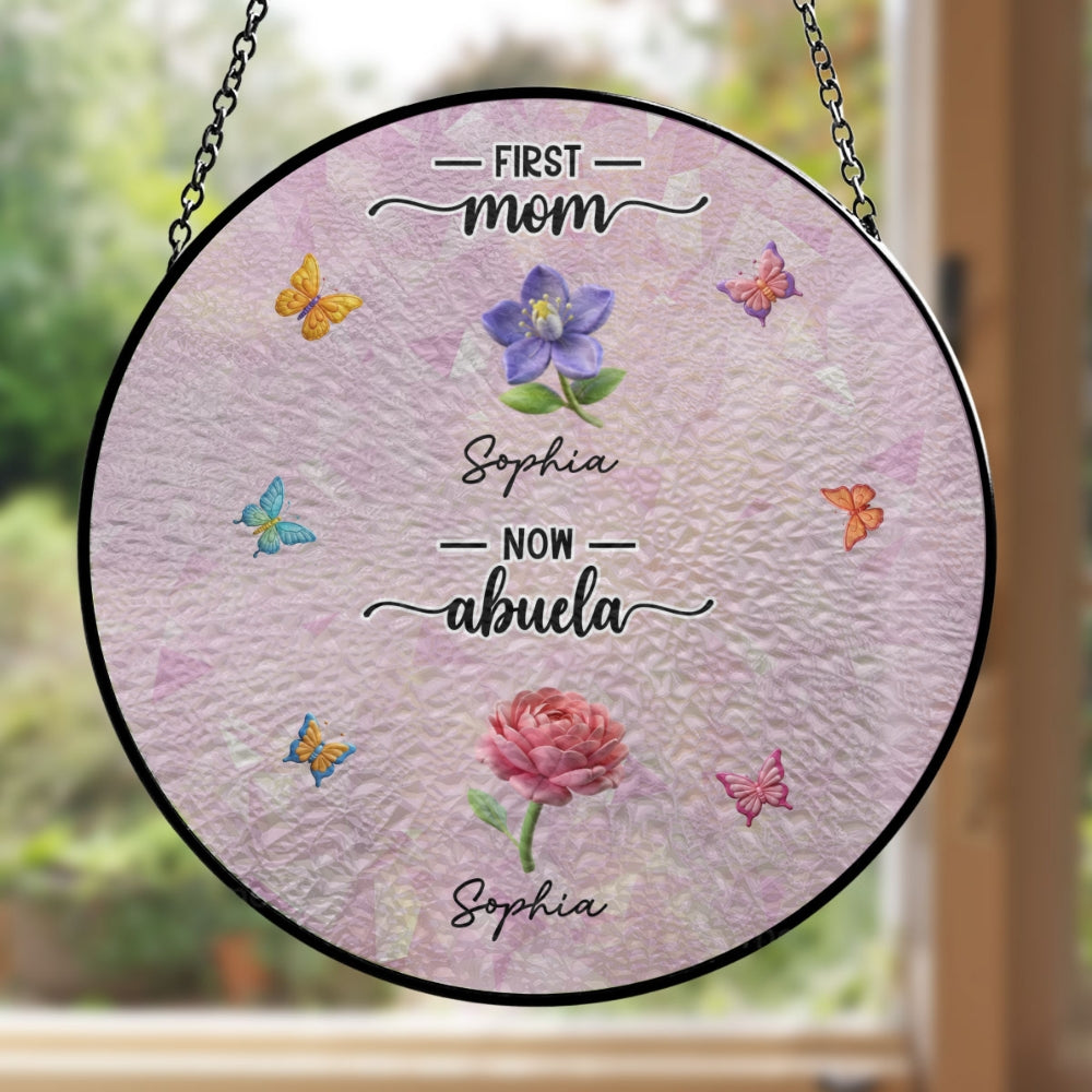 A Bouquet Of Love For Grandma - Personalized Custom Window Hanging Suncatcher