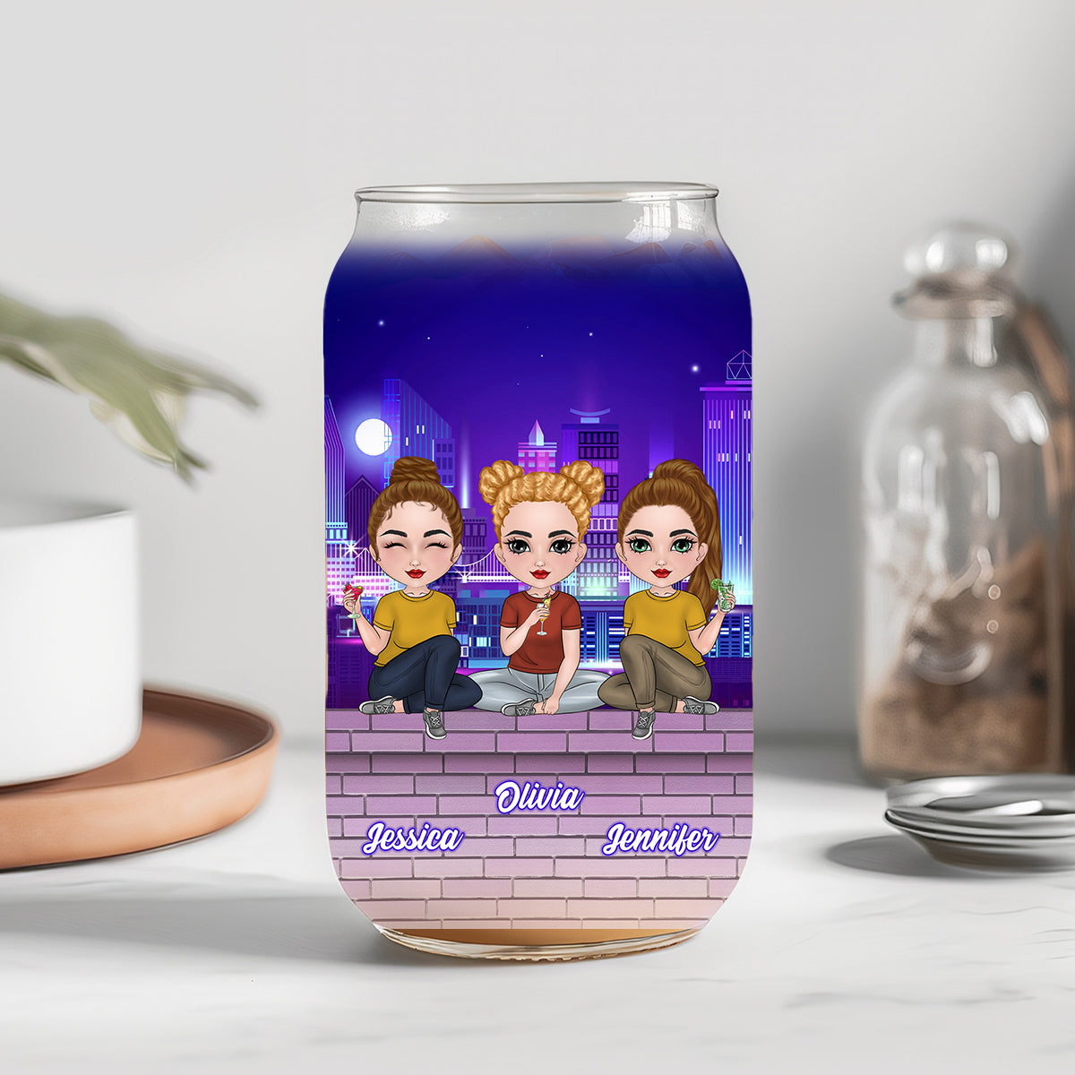 Congrats On Being My Bestie - Personalized Custom Glass Can