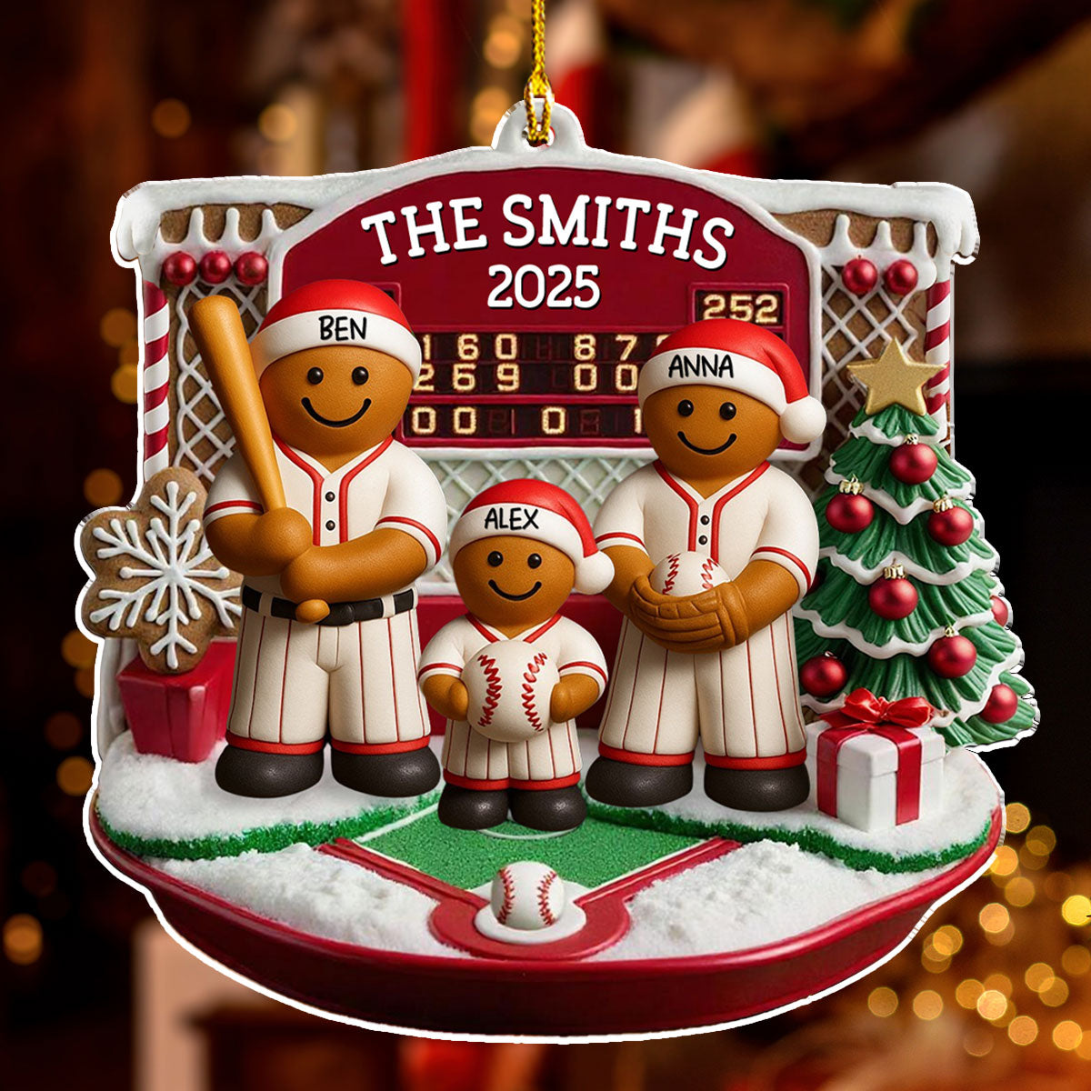 Gingerbread Family - Personalized Custom Acrylic Ornament